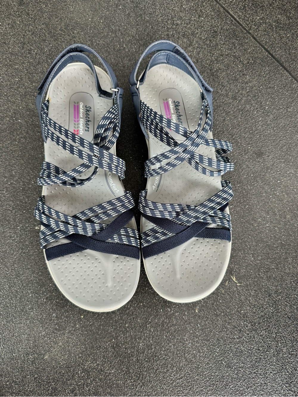 Skechers Outdoors Lifestyle Navy Strappy Arch Comfort Sandals Women’s Size 9 Y2K